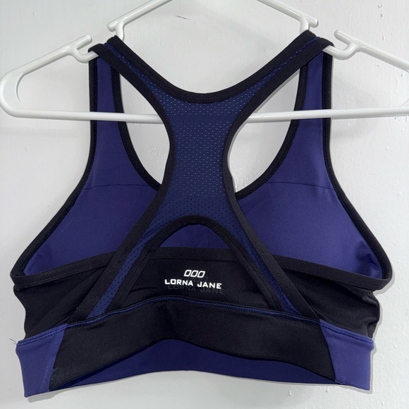 Lorna Jane Sports Bra Size M Racerback Blue Removable Pads Yoga Workout Fitness - Picture 2 of 5